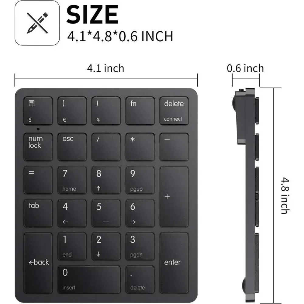 Havit Wireless Bluetooth Numeric Keypad 26 Keys Rechargeable for PC Laptop